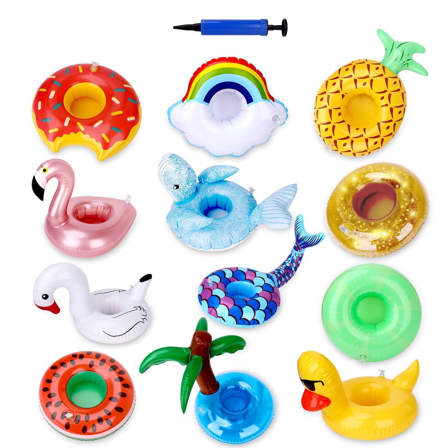 Green Vivid Inflatable Drink Holder 12 Pack,Pool Drink Holder Floats For Parties And Kids Water Fun Toys,Drink Floats For Pool