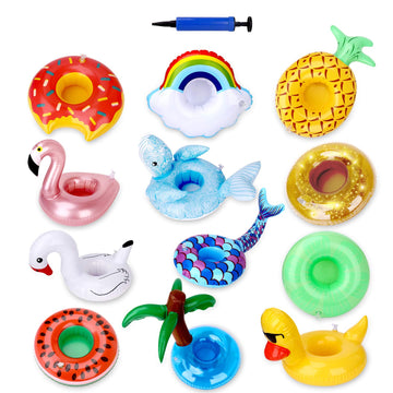 Green Vivid Inflatable Drink Holder 12 Pack,Pool Drink Holder Floats For Parties And Kids Water Fun Toys,Drink Floats For Pool