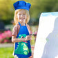 R HORSE Kids Aprons Chef Hat Sets Blue Cute Dinosaur Cooking Aprons Toddler Chef Hat Waterproof Art Painting Apron Boys Kitchen