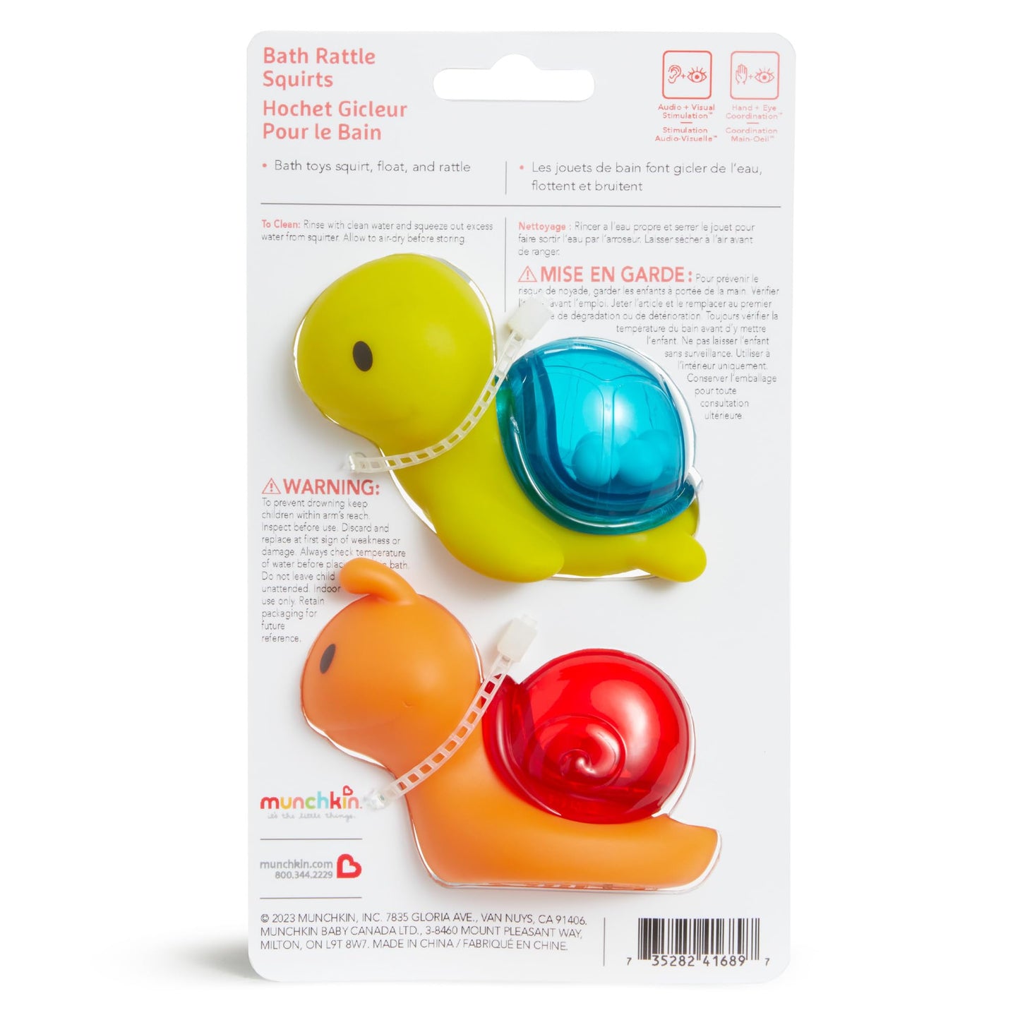 Munchkin® Rattle Squirts Bath Toy For Baby And Toddler, Turtle And Snail, 2 Pack