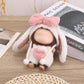 Doll Clothes Set, Puffy Bunny Outfit For 6.69In Standing & 5.91In Sitting With Pink Heart-Shaped Overalls And Long-Eared Hood Fo