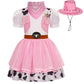 Gomukot Direct Cowgirl Costume For Girls Halloween Western Rodeo Dress Up Outfit Role Play Party For Kids 3-10 Years (3-4 Years)