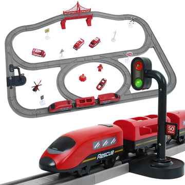 Wdmiya Train Set for Toddlers, 73 Pcs Train Toys for Kids Ages 3-8, Electric Trains Sets with Tracks (Magnetic Connection), Chri