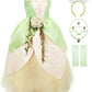 Axaxa Princess Tiana Costume for Girls Princess and the Frog Costume with Accessories 6-7 Years