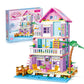 Pusiti Girls Building Blocks Dream House Toys 573 Pieces Seaside Beach Villa Friends Building Set Educational Holiday Cottage Construction Bricks Toys