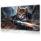 for MTG Card Playmat with Zone Game Play Mat for MTG TCG 24 x 14 inches Non-Slip Play Mat for Commander Board RPG CCG Game TCG Other Card Games/Mouse Pad-Cat Warrior Holds The decorative replica blade
