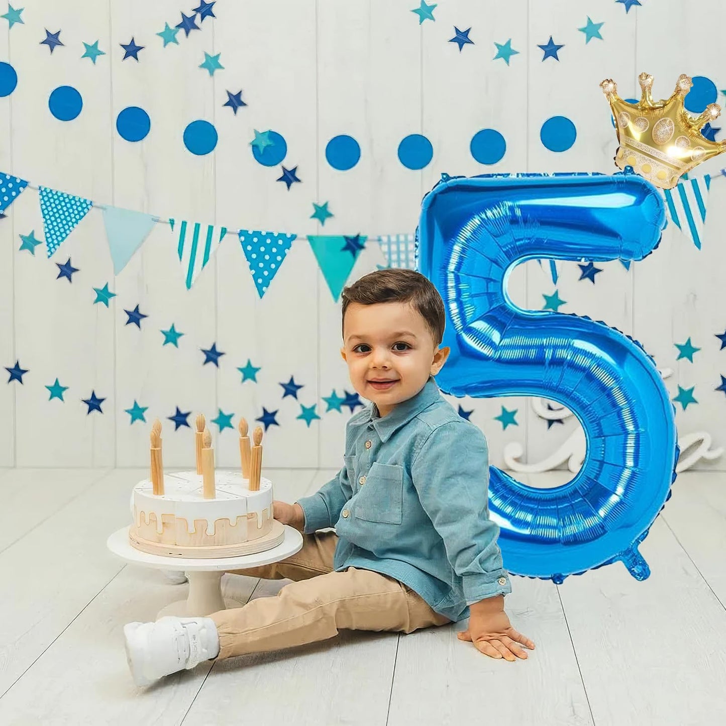 5 Number Balloon Pink 40 Inch Big Foil Crown Helium 5Th Balloons For 5 Year Old Boy Girl Birthday Party Decorations Wedding Anni