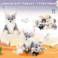 HyDren Fennec Fox Stuffed Animal Set - 5 Pcs Plush Toys, Gray, Sitting, PP Cotton, Perfect for Gifts and Decor