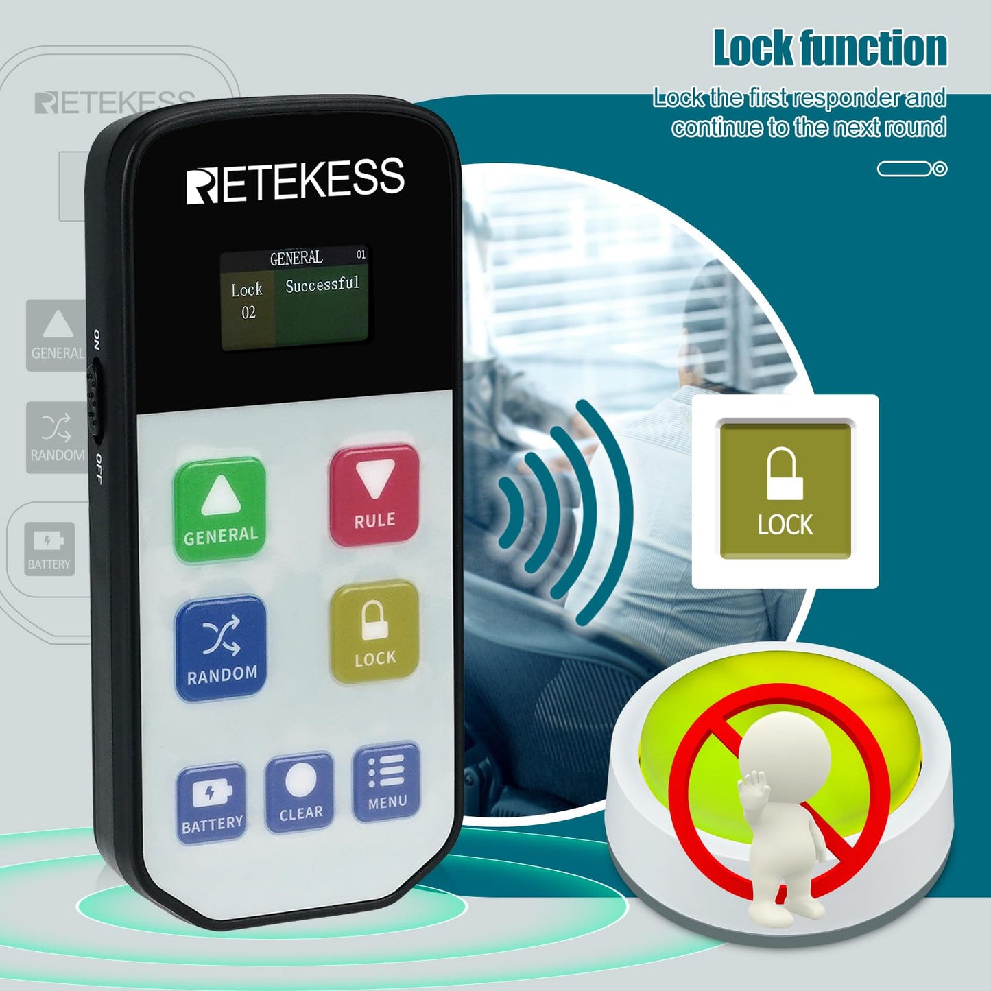 Retekess Tm102 Buzzers For Trivia Games, Answer Buzzers With Light, Easy To Uses, Rechargeable Buzzers, Wireless Buzzer System For Game Show, Back To School