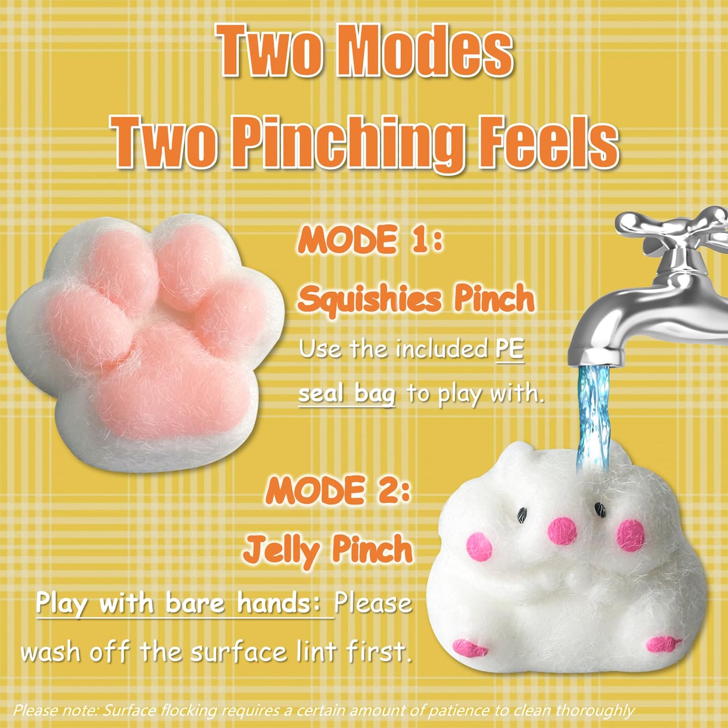 2Set Squishies Hamster & Fuzzy Cat Paw Squishies, Pinch Squishies For Adults Relieve Stress