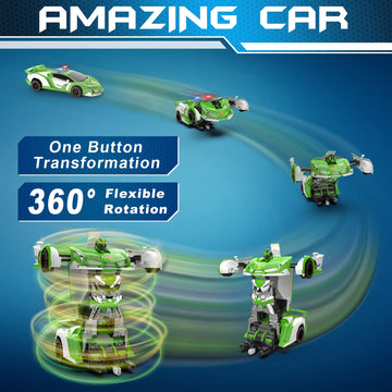 FDJ Remote Control Car - Transform RC Cars, 2.4Ghz 1:18 Scale Transforming RC Drift with Flashing Lights, One Key Deformation 36