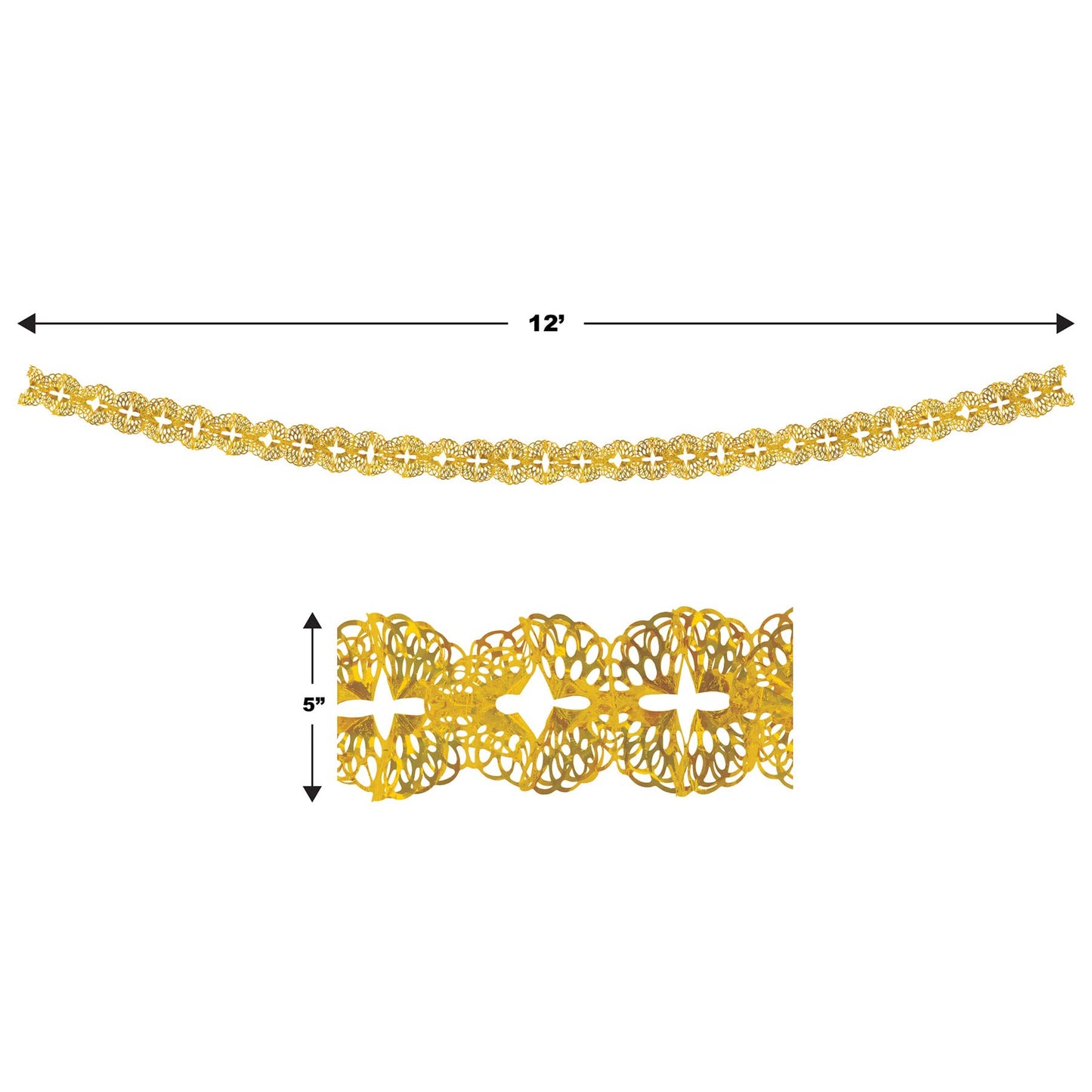 Beistle Metallic Garland, Awards Night Theme D  cor Bridal Shower Party, Anniversary Celebration Supplies, 5 x 12, Gold