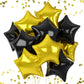 18 Inch Black Star Balloons, 10 Pcs Black Gold Star Shape Foil Balloon Helium Balloons, Big Mylar Star Balloons For Wedding, Bab