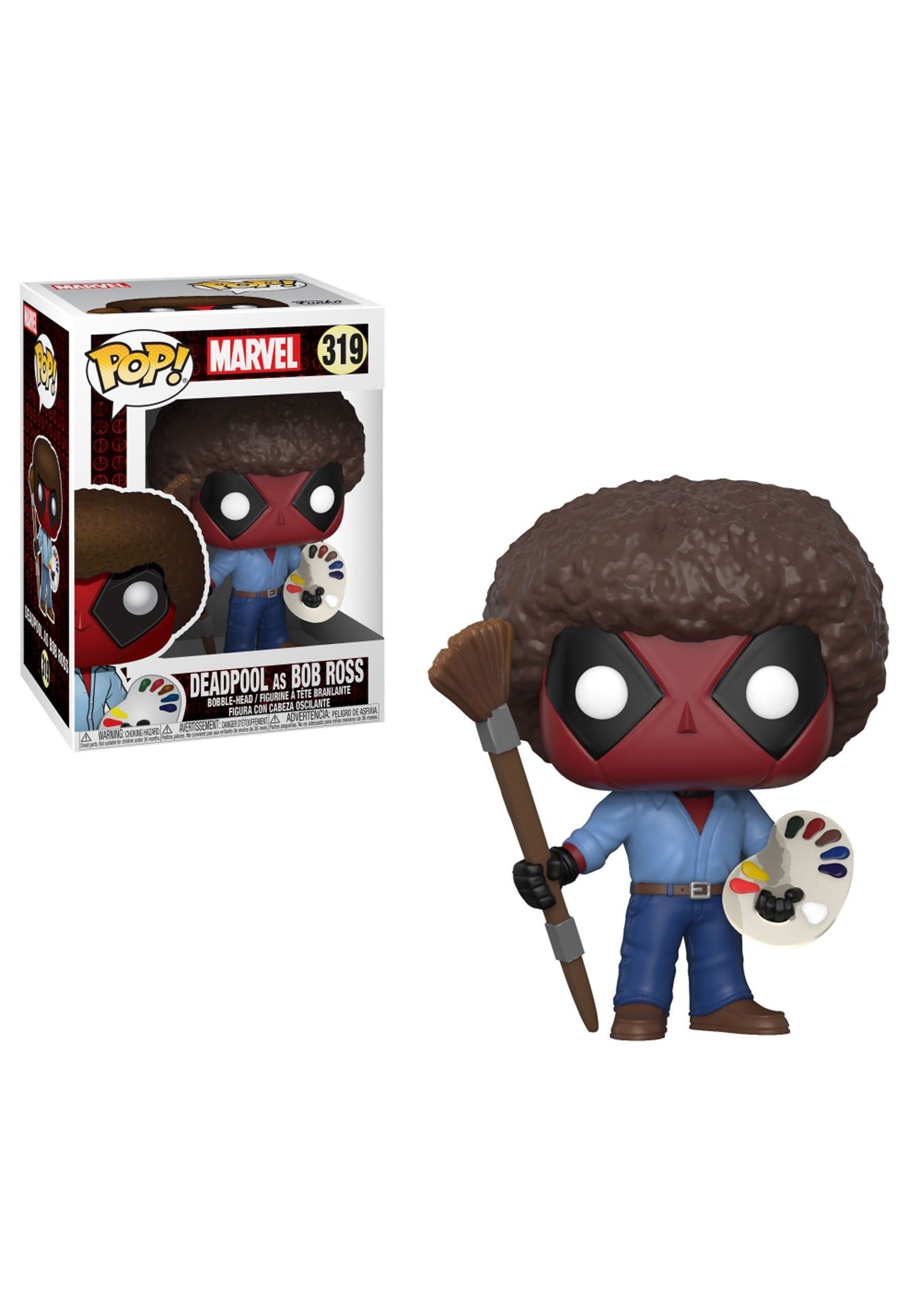 Funko Deadpool Bob Ross Vinyl Bobble Figure - Multicolor, Standard Size, Model 30865 - Collectible Gift for Kids & Adults