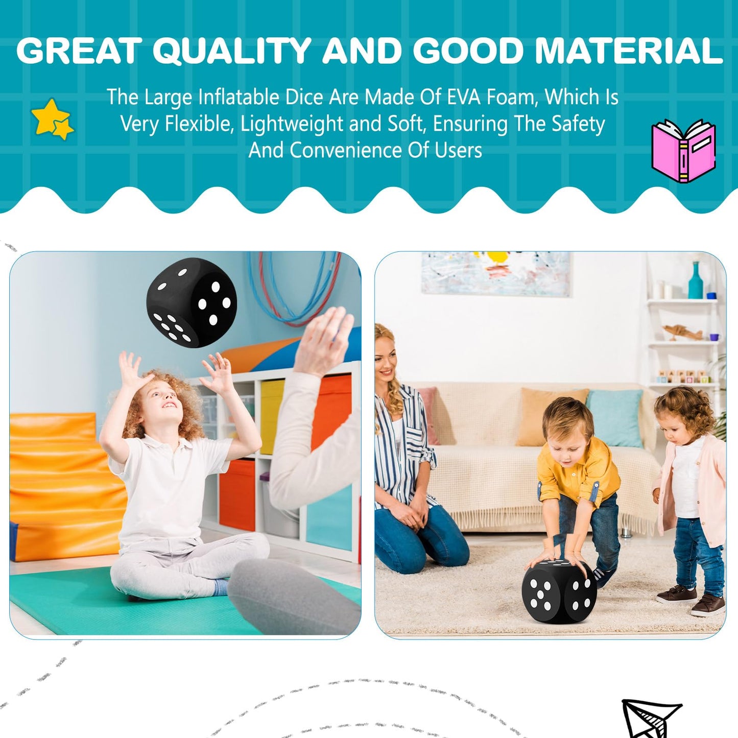Shappy 6 Inches Foam Dice Fun Filled Large Educational Toy Kawaii Giant Dice Decorative Eva Foam Jumbo Cube Big Square Building