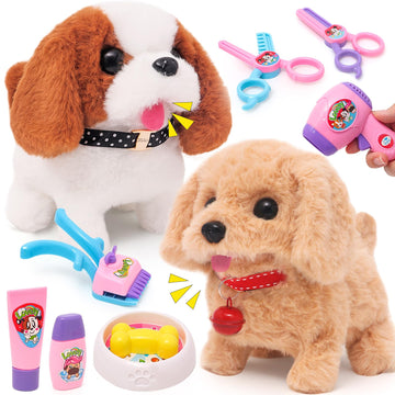 Supergfs Plush Toys Puppy Electronic Toy Walking And Barking Dogs Tail Wagging Interactive Dog Toy For Kids Christmas Birthday G