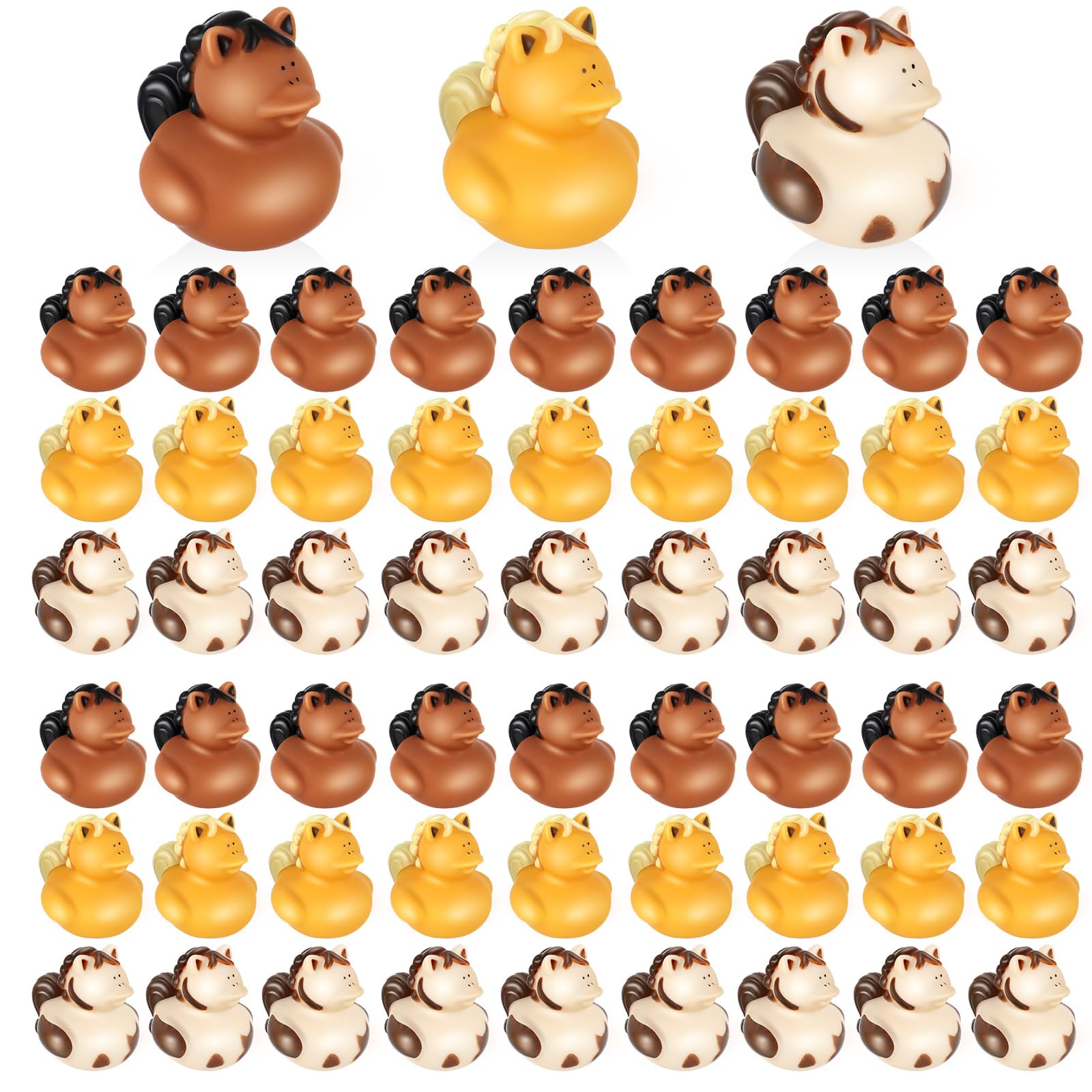 Deekin 100 Pcs 2 Inches Horse Ducks Horse Rubber Ducks Horse Party Favors Floating Mini Bulk Rubber Ducks Small Rubber Duck For