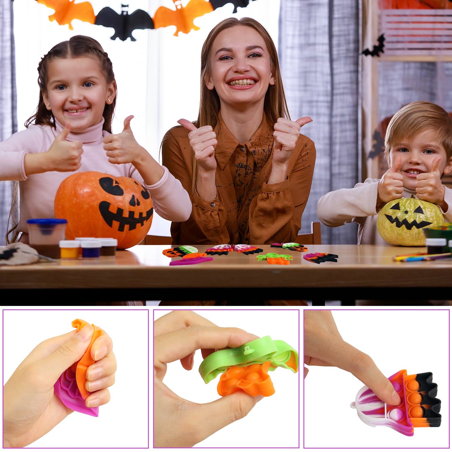 Jdsty 24 Pack Halloween Mini Fidget Sensory Pop Toys For Kids Boys Girls Halloween Party Favors Halloween Treat Bags Gifts