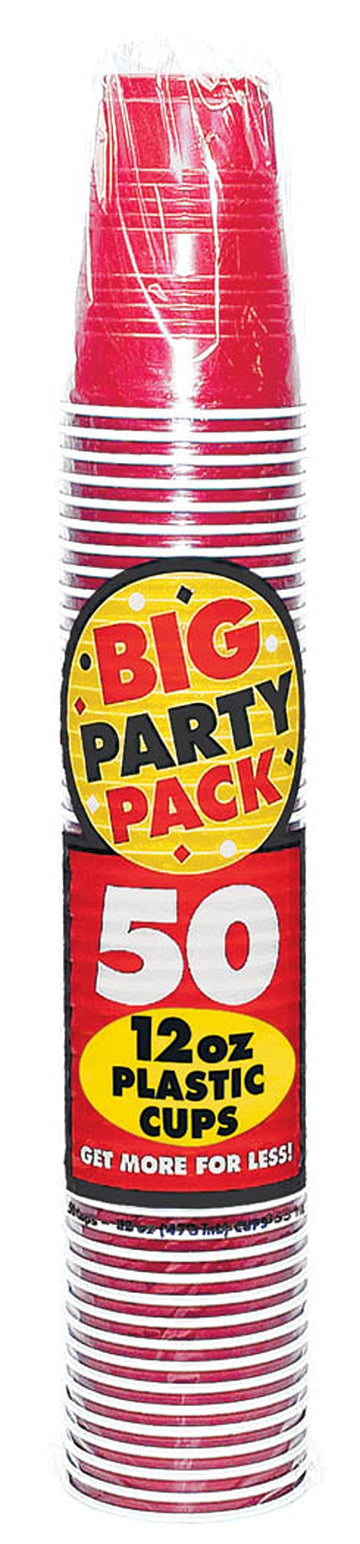 Bright Pink Plastic Cups (12 Oz.) 50 Count - Stackable, Heavy-Duty & Eco-Friendly Party Drinkware
