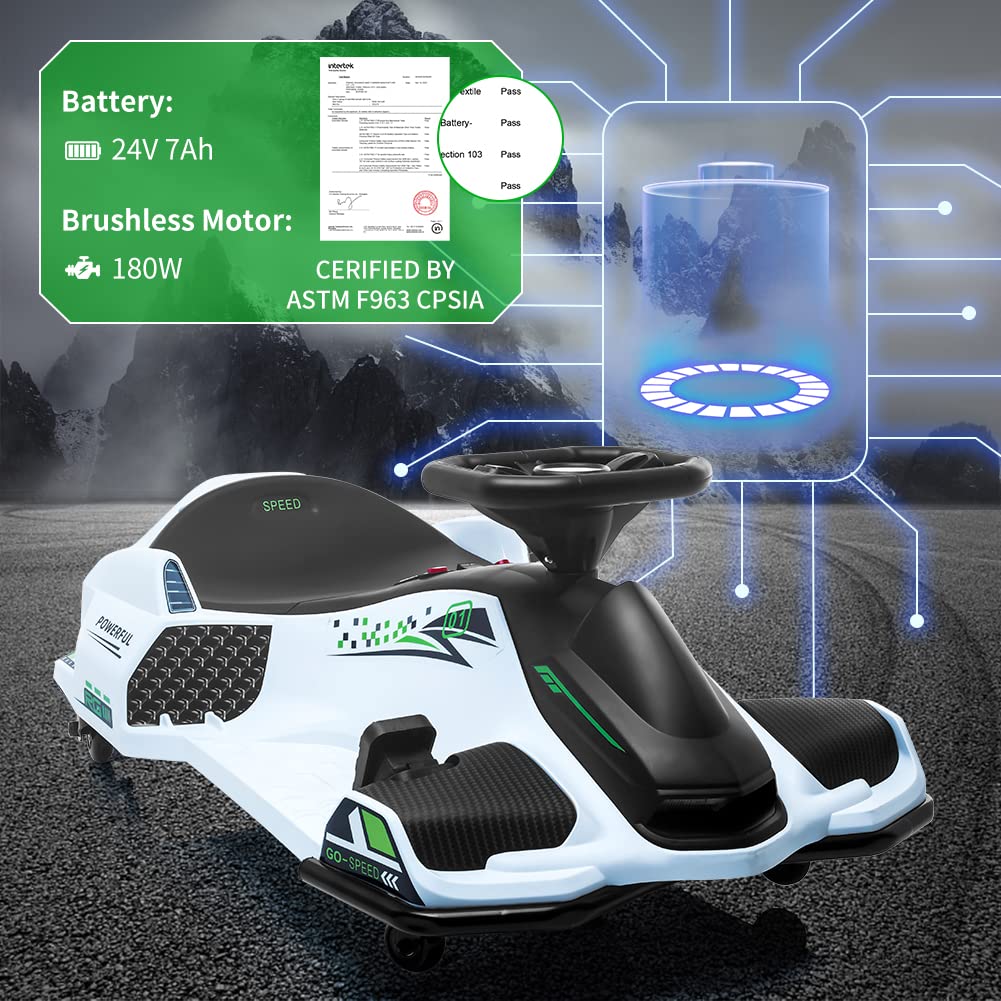 12V Kids Ride On Drift Car For Kids, 7Ah 45W Motor Electric Drifting Go-Kart Up To 5 Mph Variable Speed, Built-In Music,Colorful