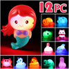Laxdacee No Hole Bath Toy, 12 Pack Light Up Animal, Flashing Color Tub Toys For Toddler Swimming Pool Party Bathtub Bathroom Sho