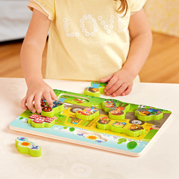 B. Toys- Peek & Explore - School Buschunky Puzzle – Puzzle For Toddlers, Kids – School Bus Puzzle – School, Bus, Students – 2 Years +