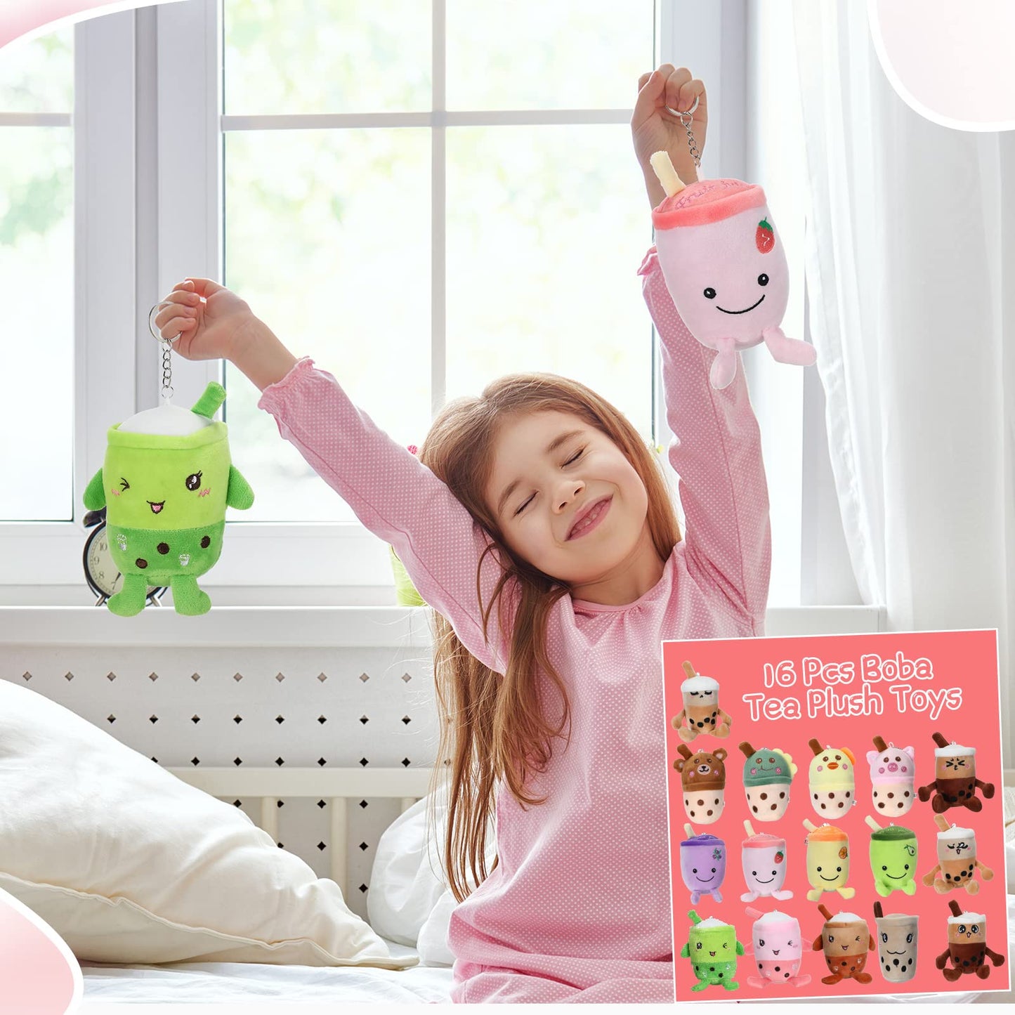 Jerify 16 Pcs Bubble Tea Keychain Plush Bubble Tea Stuffed Animal Milk Tea Bubble Plush Toy For Birthday Party Bubble Lover(Animal)