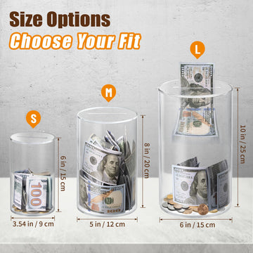 Hicocool Clear Piggy Bank, Acrylic Piggy Bank For Adults Must Break To Open, Unopenable Money Saving Box For Boys Girls Birthday Gift (6' H X 3.54' D)
