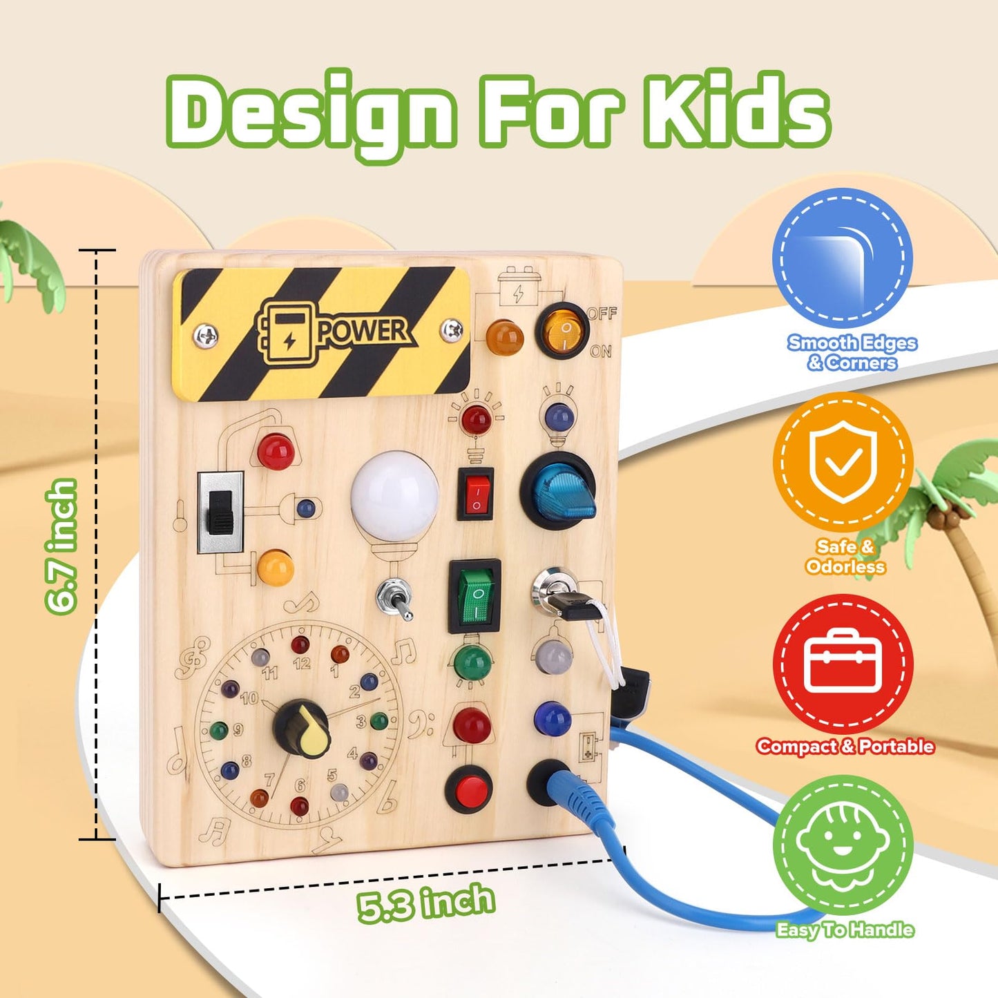 Toddler Toys Clock Busy Board With Led Light, Preschool Learning Activities Sensory Toys For Toddlers,Montessoti Toys For 1 2 3