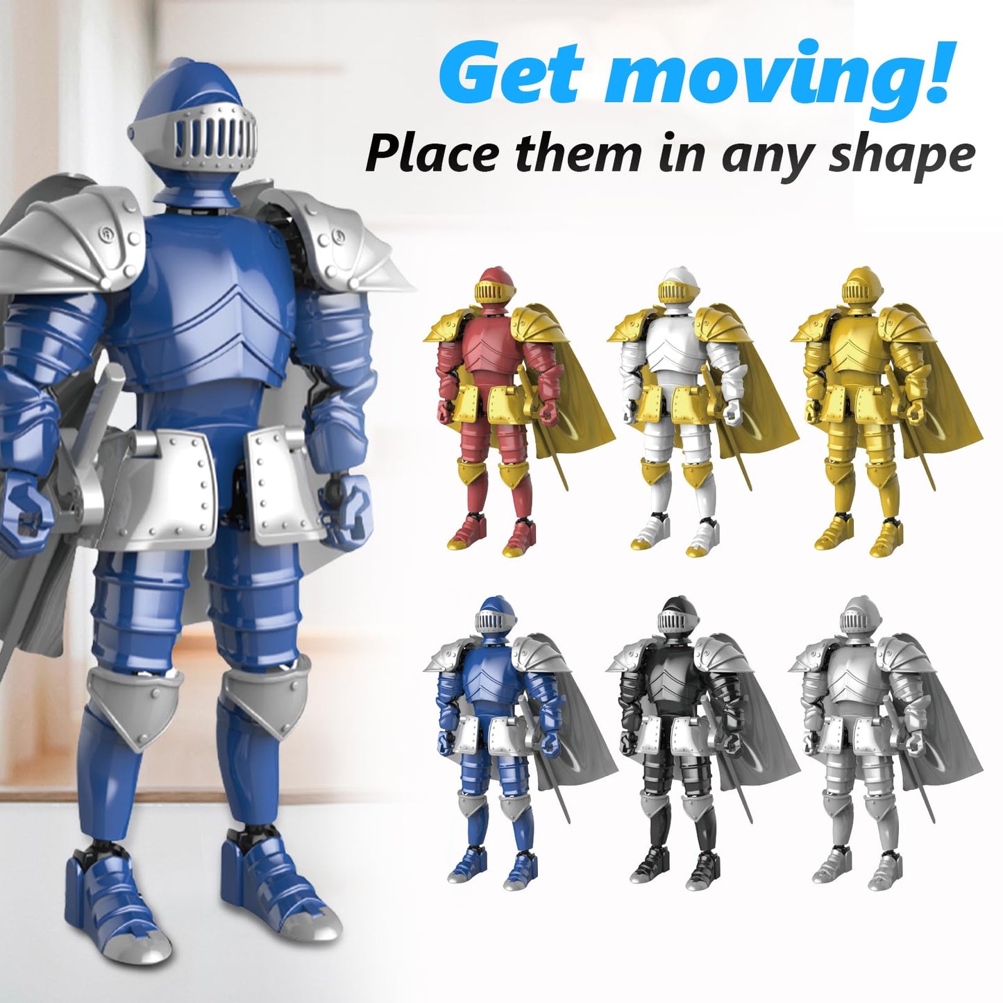 Knight Action Figures  Medieval Action Figures Knight protective covering Action Figure Multi-Jointed Movable Robot Mannequin (6 Packs)