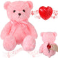 Hungdao Bear Stuffed Animals With Voice Recorder Set, 60 Seconds Voice Sound Recorder Module 16 Inch Soft Plush Bear Cute Stuffed Bear With Zipper Sound Box Recordable Heart For Boys Girls (Pink)