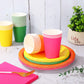 Whaline 244Pcs Neon Tableware Set Serves 48 Bright Color Disposable Dinnerware 48 9 Plates 48 7 Plate 48 9oz Cups 100 Napkins fo