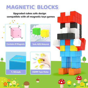 Hiwawind 1.18 Inch Magnetic Blocks 30pcs  Toddler Toys for Boys and Girls Large Magnet Building Toys Creative STEM Montessori Sensory Toys  Magnet Toys for Kids Age 3 4 5 6 7 8 Year Old