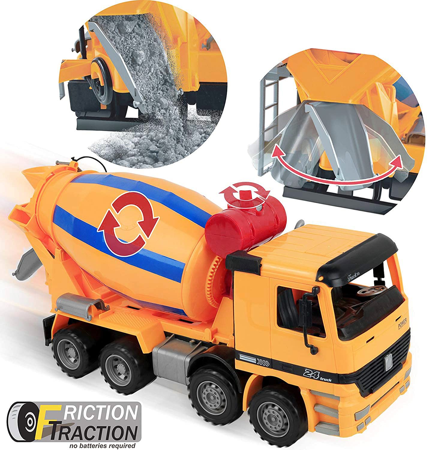 Liberty Imports 14'' Oversized Cement Mixer Truck Friction Powered Big Construction Vehicle Toy for Kids Pretend Play