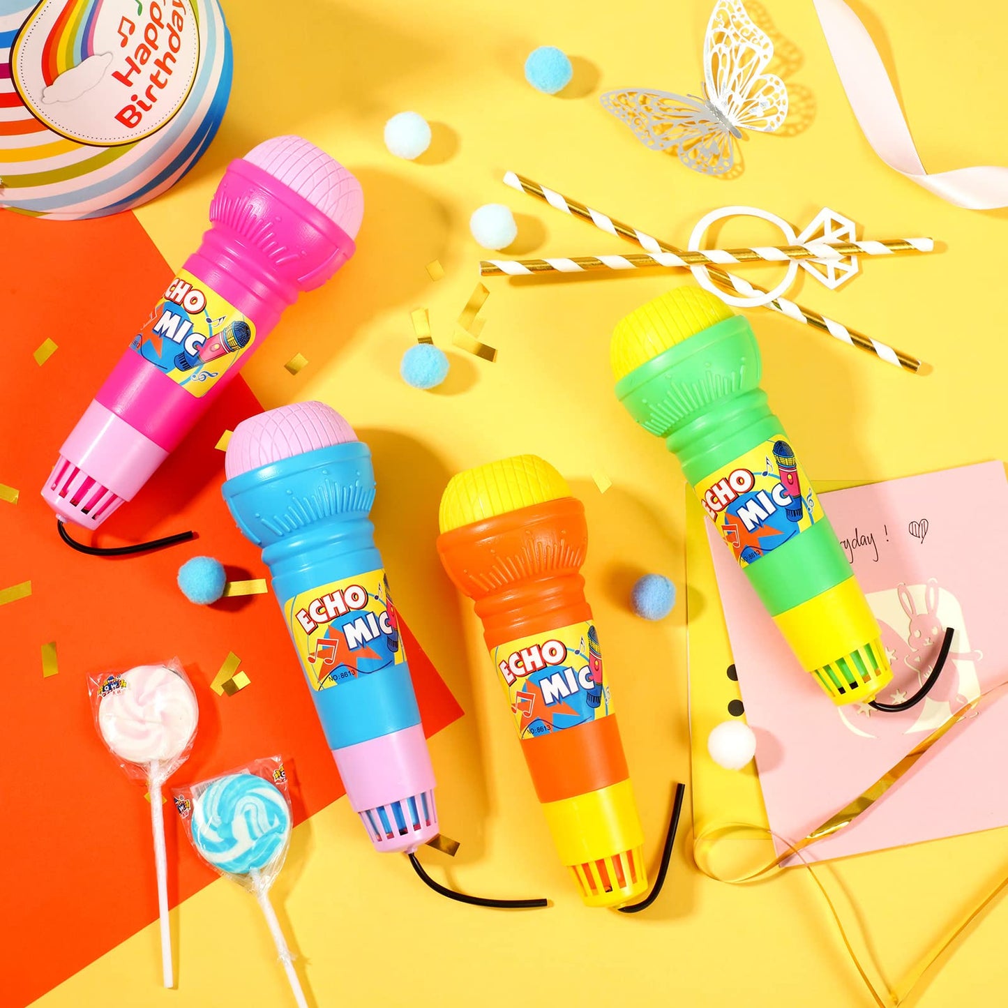 20 Pieces Echo Microphone Toy Play Microphones For Kids Bulk Fun Voice Amplifying Microphone Toy Multicolored Retro Toys Battery