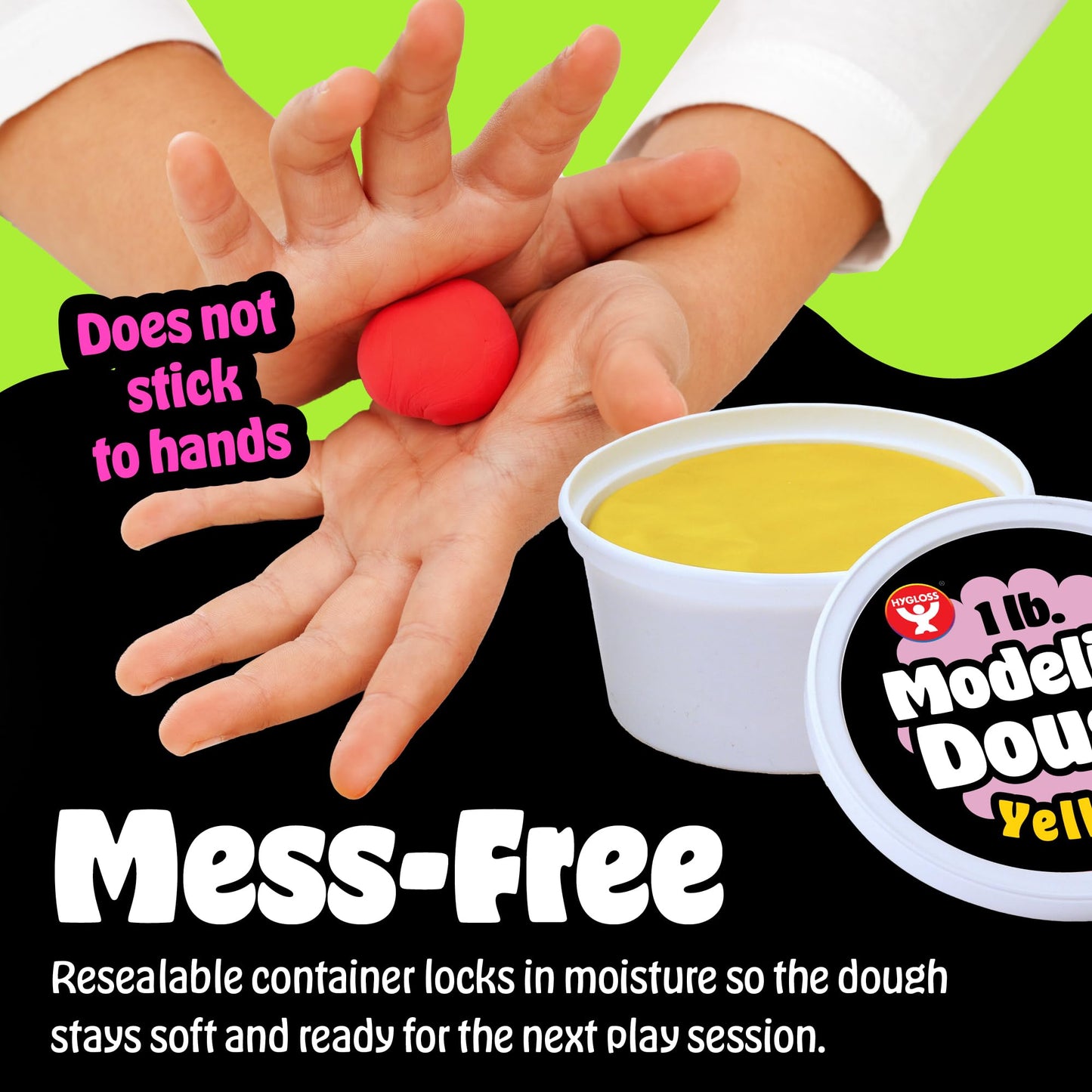 Hygloss Play Modeling Dough for Kids - Safe & Non-Toxic Sensory Dough for Arts and Crafts - 1 lb Tub - Play Clay for Toddler Act