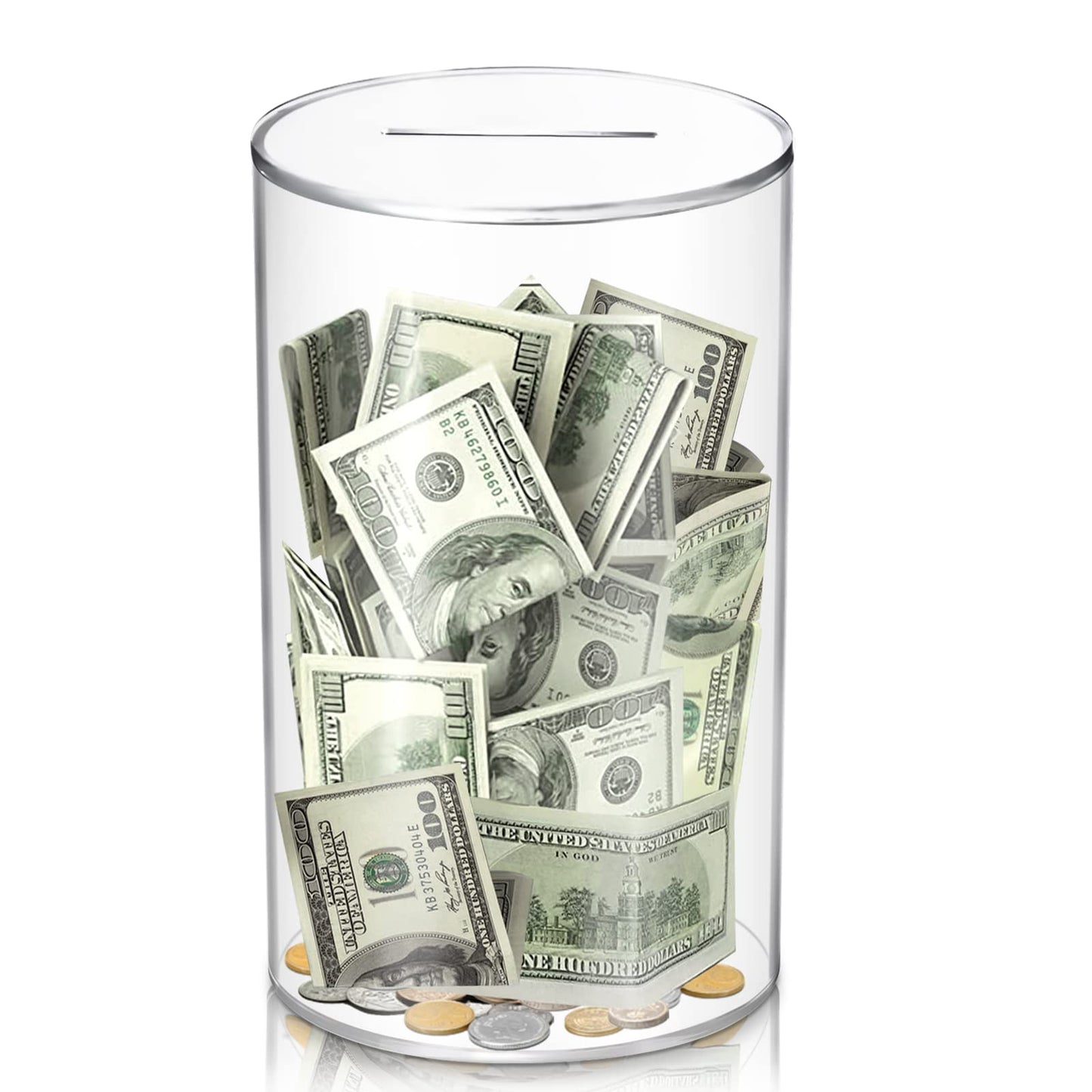 Hizgo Adults Piggy Bank, Acrylic Clear Piggy Bank For Adults/Kids Must Break To Open, Unopenable Acrylic Savings Jar, Size 10' H X 6' Diameter(Large)