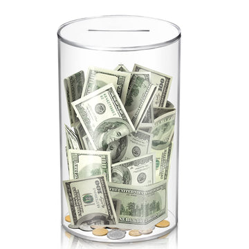 Hizgo Adults Piggy Bank, Acrylic Clear Piggy Bank For Adults/Kids Must Break To Open, Unopenable Acrylic Savings Jar, Size 10' H X 6' Diameter(Large)