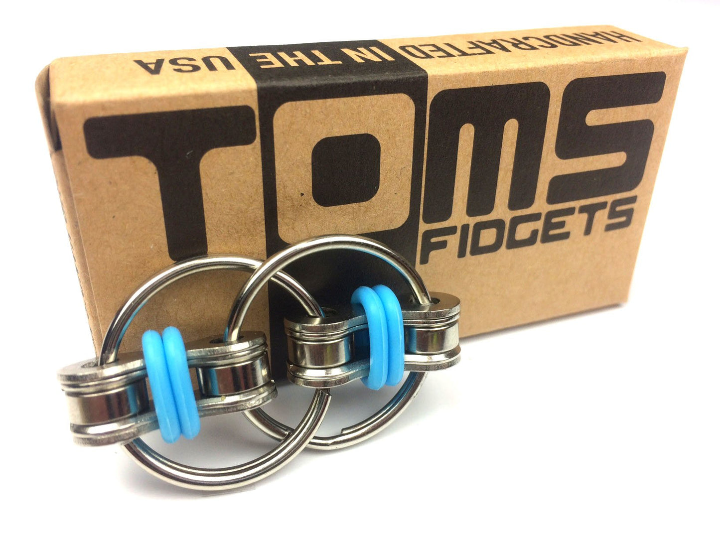 Tom's Fidgets Flippy Chain Fidget Toy - Stress Reducer for ADHD, Anxiety, Autism - Blue - Ideal for Adults & Kids