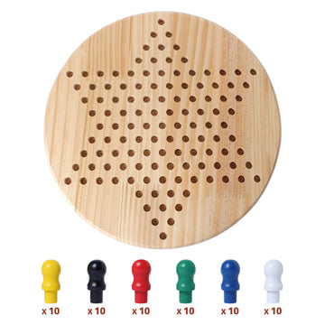 Gothink Chinese Checkers Board Game Toy For Adults Seniors Kids, 11.5 Inches Classic Wooden Checkers Game Set, 66 Wooden Pegs In 6 Bright Colors, Fun Family Board Games For All Ages