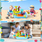 Play Sink with Running Water, 4-in-1 Kitchen Sink Toy with Upgraded Water Slide Track, Magnetic Fishing Game Floating Toys for W
