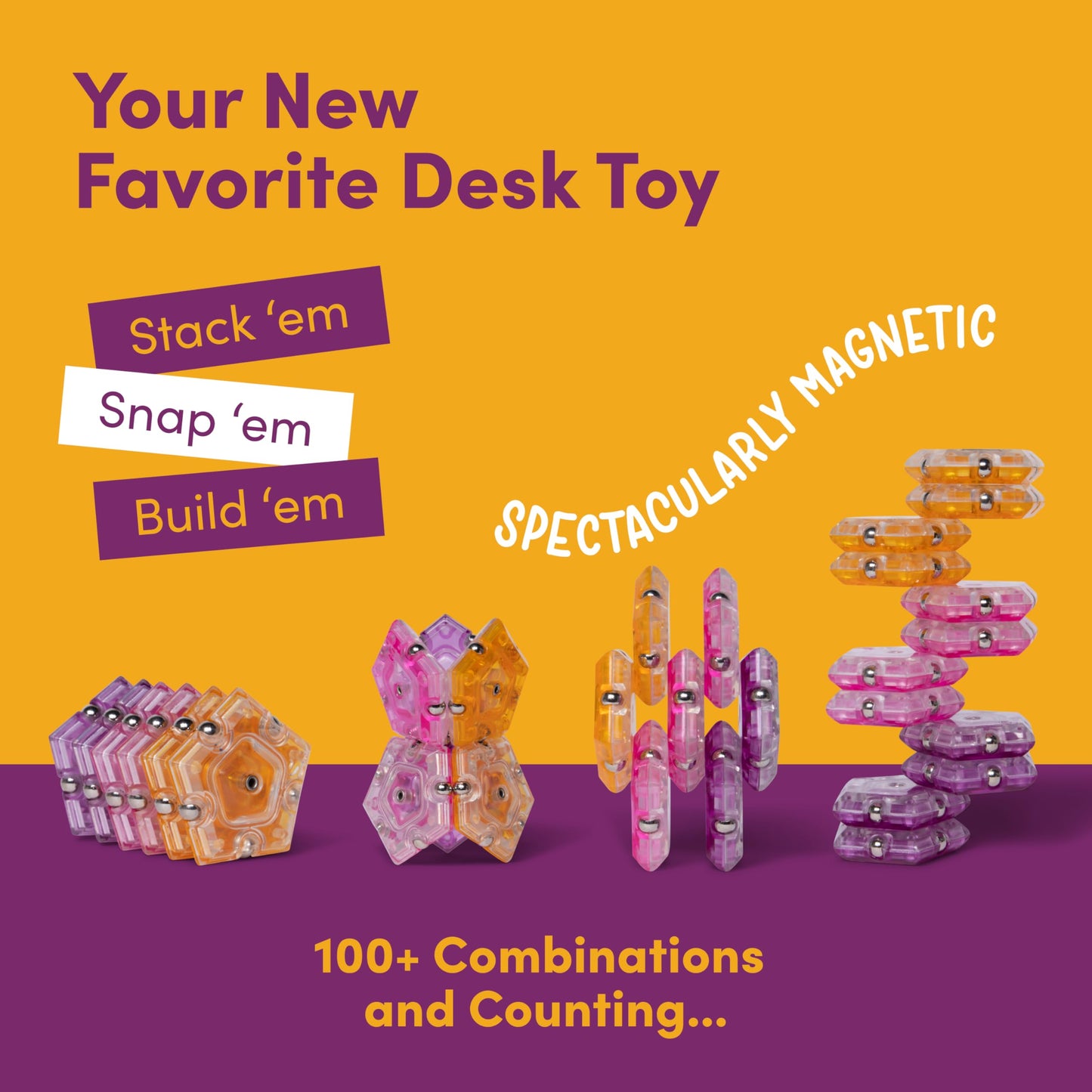 Speks Geode Sphere Magnetic Fidget Toy for mature-themeds | Quiet mature-themed Sensory Toy for Stress Relief & Anxiety  Office Desk Toy & Top Gadget Gift Idea | Warm  12-Piece Set