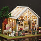 Diy Miniature House Kit, Wooden Garden Mini House With Furniture & Led Light, Creative Dollhouse Kit, Model Building Kit For Adu