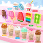 Loscola Ice Cream Toy, Wooden Ice Cream Toys for Kids Toddlers, Pretend Play Kitchen Food Toys, Ice Cream Counter Shop Playset f