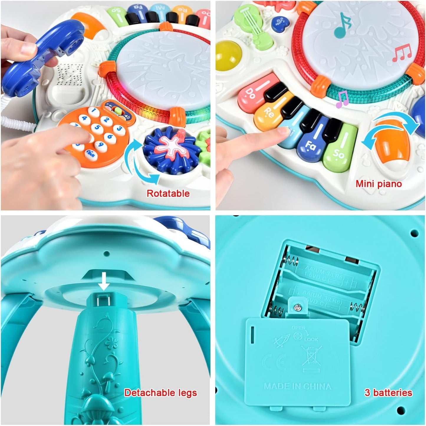 Thismy Early Development Baby Toys 6 To 12 Months,Activity Music Toys For Toddlers 11.8  11.8  12.2 Inches (Blue)
