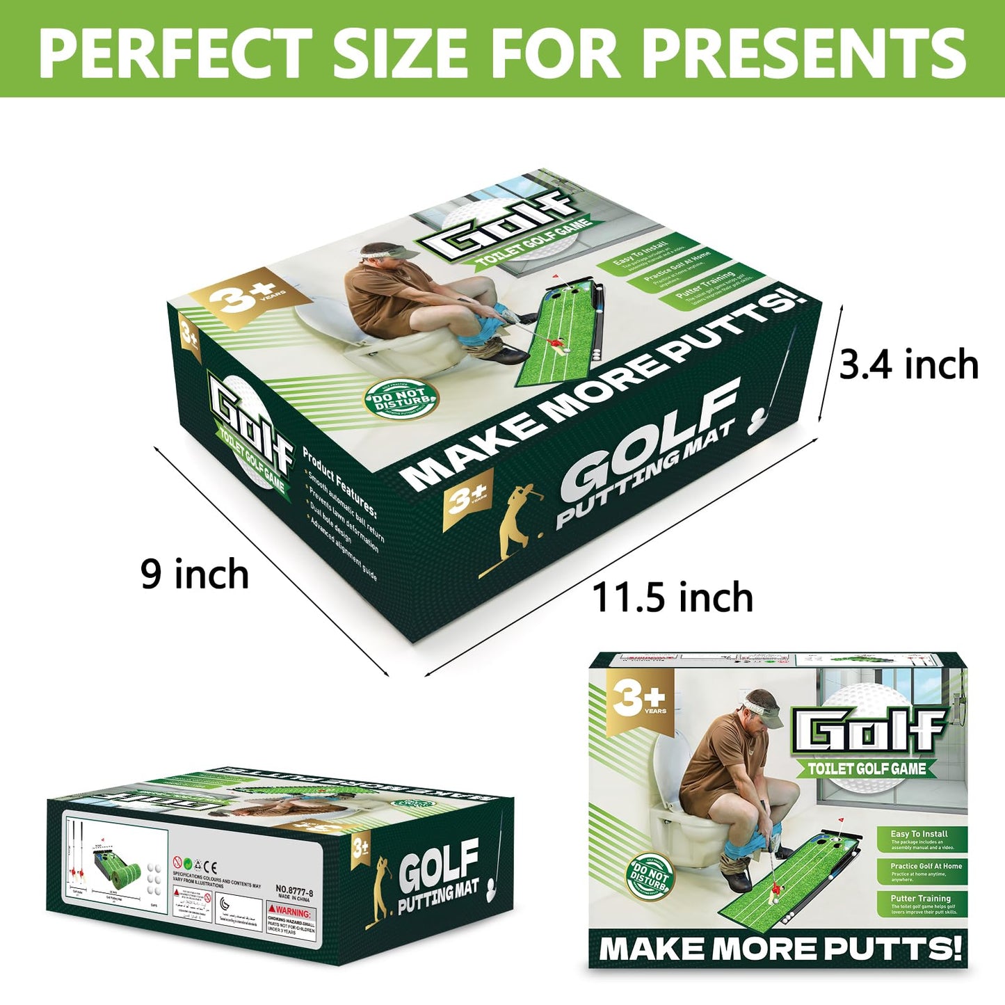 Anyflee 2 Pcs Prank Gift Box, Toilet Golf Game Facade, Wrap The Actual Gifts With A Prank Empty Gag Box, Funny Christmas Gag Pre