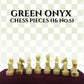 Handcrafted enhanced Marble Chess Pieces Set - Elegant 32-Piece Replacement for 12-15 Inch Chess Boards Storage Box (Coral and Green)