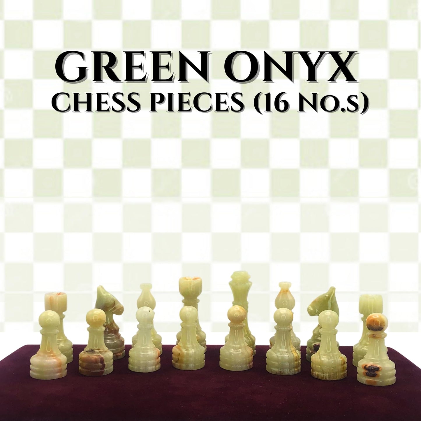 Handcrafted enhanced Marble Chess Pieces Set - Elegant 32-Piece Replacement for 12-15 Inch Chess Boards Storage Box (Coral and Green)