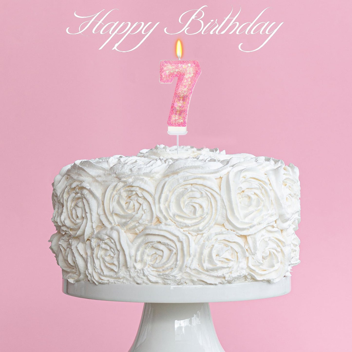 FAMGift Birthday Candles - Number 7 Candle, Butterfly Birthday Candles for Cake, 7th Birthday Party Decorations, Theme Party Sup