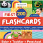 Toyventive First 200 Thick Toddler Flash Cards, 1 2 3 4 Year Old Letter, Number, Color, Animal, Baby Flash Cards Activities, Montessori Toys For Toddlers And Preschool, Toddler Learning Cards